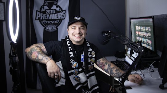 Pies supporter Luke Caruana aka ‘Swoop Luke’ has the most followed footy fan account on Instagram. 