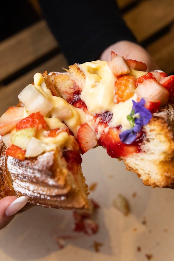 Fruit and custard croissant danish.