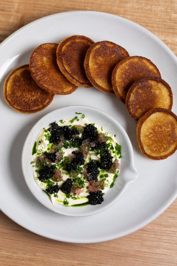Cavier served on a bed of creme fraiche.