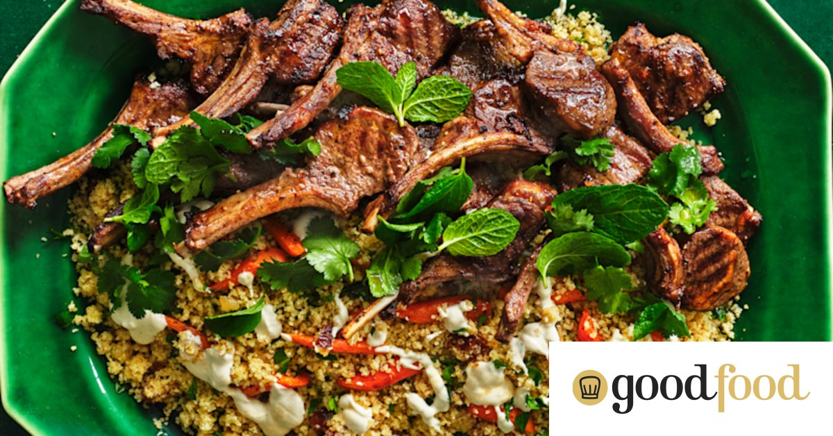 Grilled lamb cutlets with spiced burghul, carrot and date salad