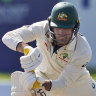 Alex Carey on his way to a career-high score of 156 in Galle.