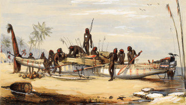 An illustration of an ancient vessel used by Indigenous Australians.
