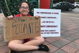 Four hours west of Brisbane, schoolgirl Ariel Ehlers stages her own climate strike. 