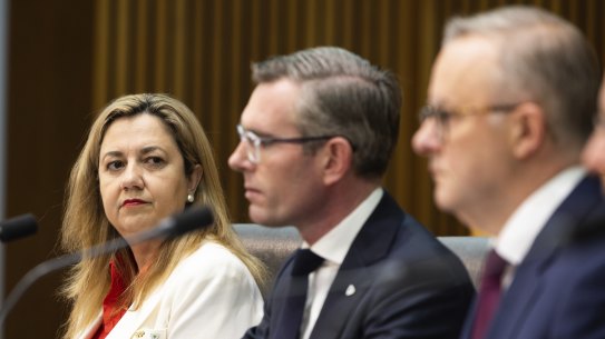 Queensland Premier Annastacia Palaszczuk, NSW Premier Dominic Perrottet and Prime Minister Anthony Albanese in September.