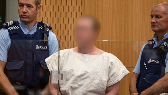 Accused gunman Brenton Tarrant appears before the court in Christchurch.