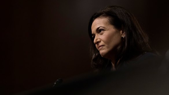 Sheryl Sandberg, Facebook’s chief operating officer, testifies on Capitol Hill in Washington. 