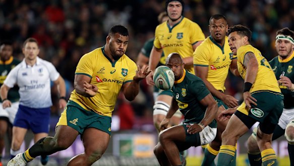 Questionable call: Taniela Tupou gets involved before his controversial yellow card at Ellis Park in Johannesburg.