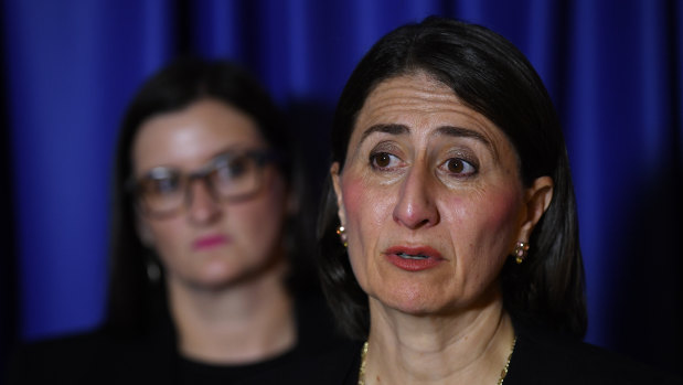 Premier Gladys Berejiklian with Education Minister Sarah Mitchell.