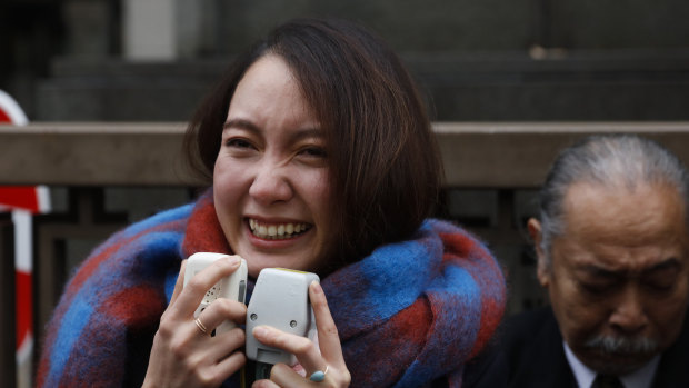 Freelance journalist Shiori Ito outside the courthouse on Wednesday.