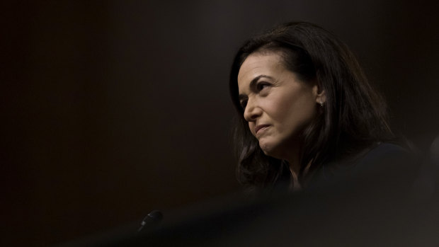 Sheryl Sandberg, Facebook’s chief operating officer, testifies on Capitol Hill in Washington. 
