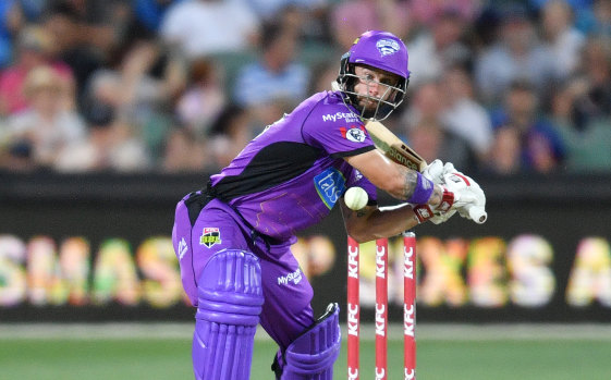 Demolition man: Hurricanes opener Matthew Wade opens the shoulders against Adelaide on Monday night.