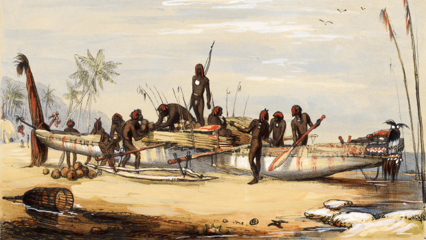 An illustration of an ancient vessel used by Indigenous Australians.