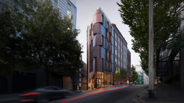 An artist’s impression of the “Hat Hotel” to be built on the site of the former heritage hat factory destroyed by fire in May 2023.