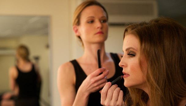 Behind the scenes: Lisa Marie Presley prepares for her show at Sydney’s Hornsby RSL Club in 2014.
