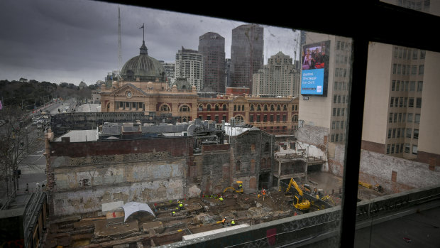 The dig site on Swanston Street.