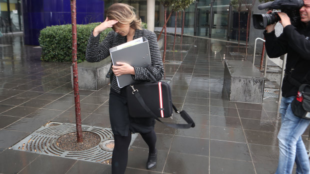 Ashlee Briffa, legal counsel for Home Affairs Minister Peter Dutton, leaves court on Saturday. 