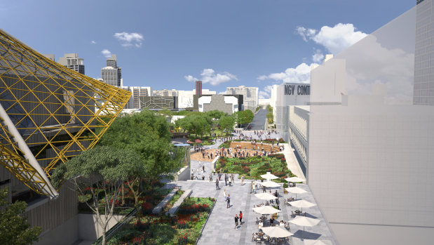 Artist rendition's of the proposed NGV Contemporary and 'transformation' of the Southbank arts precinct.