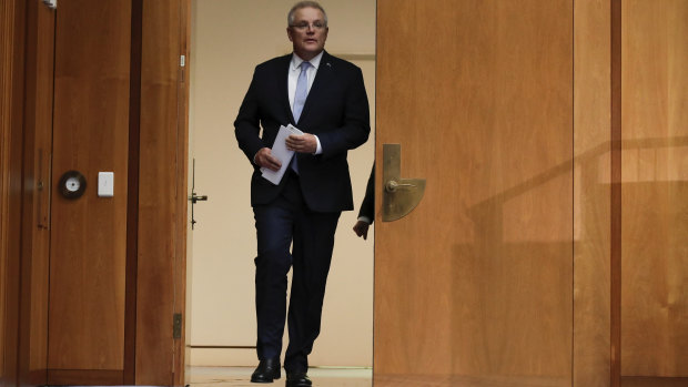 Scott Morrison arriving at the media conference at which he announced the end of COAG.