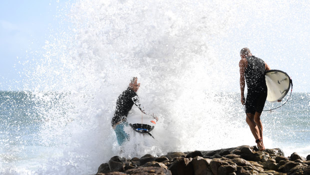 Several Sunshine Coast beaches were closed on Friday as wild seas battered Queensland. File photo.