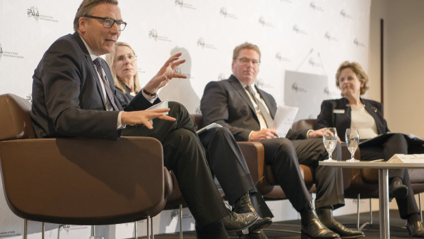 CSIRO chairman David Thodey, Industry Department head Heather Smith, top NSW public servant Blair Comley and DFAT secretary Frances Adamson at the recent policy forum.