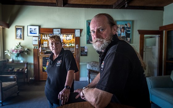 Viv and Steve Phelan at the Flowerdale Hotel.