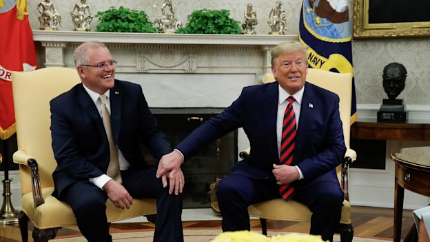 Prime Minister Scott Morrison and US President Donald Trump during their meeting in the Oval Office.