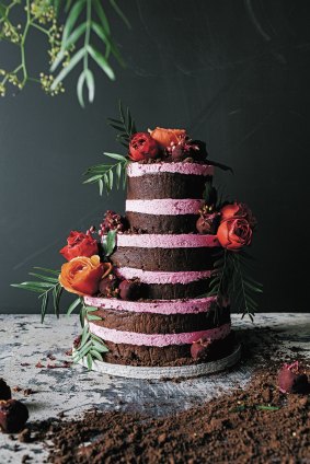 Beetroot and rose truffle cake
