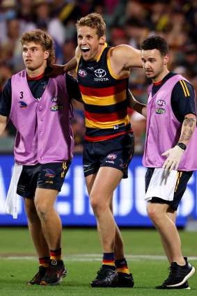 Rory Sloane limped off in the final quarter.