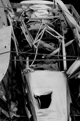 Wreckage of the Auster plane belonging to Hazelton.