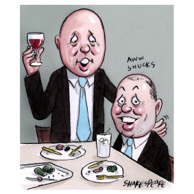 Cheers: Peter Dutton and Josh Frydenberg.