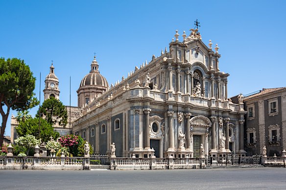 Catania’s Piazza del Duomo is home to the city’s Elephant Statue and the Cathedral of Santa Agatha.