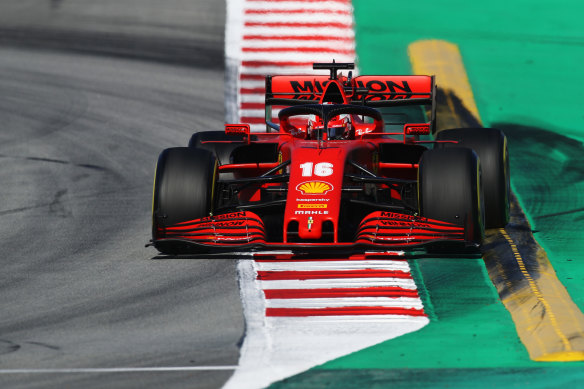 Ferrari's Charles Leclerc in action at pre-season testing in Barcelona.