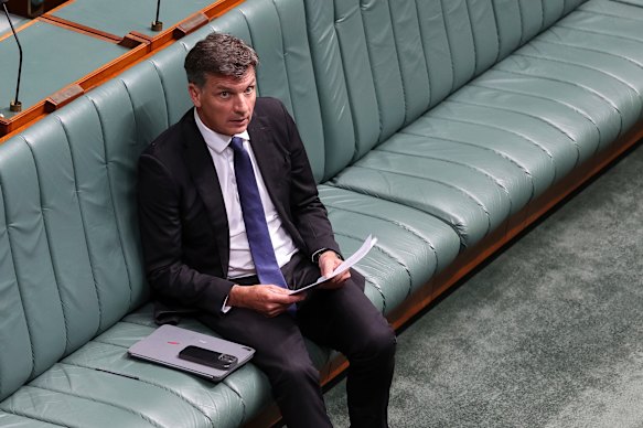 Angus Taylor was mocked for remaining on Opposition Leader Sussan Ley’s frontbench while making headlines about leadership tilts. 