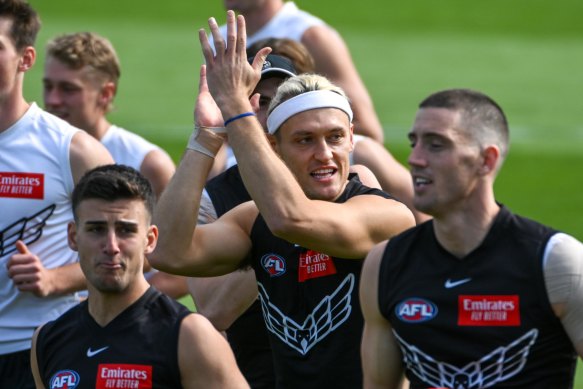Darcy Moore trains ahead of the decider.