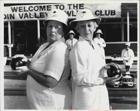 Joan Sydney (L) as Matron Sloan with co-star June Salter in A Country Practice, 1985.