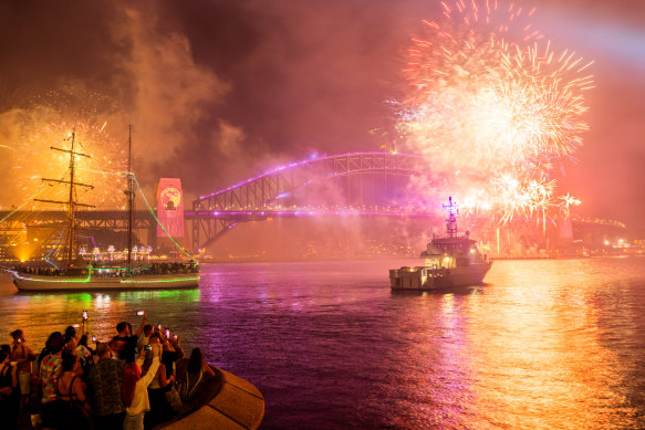 Sydney’s fireworks as seen from the Opera House.