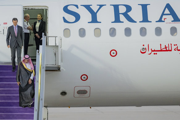 Syrian President Bashar Assad arrives at Jeddah airport.