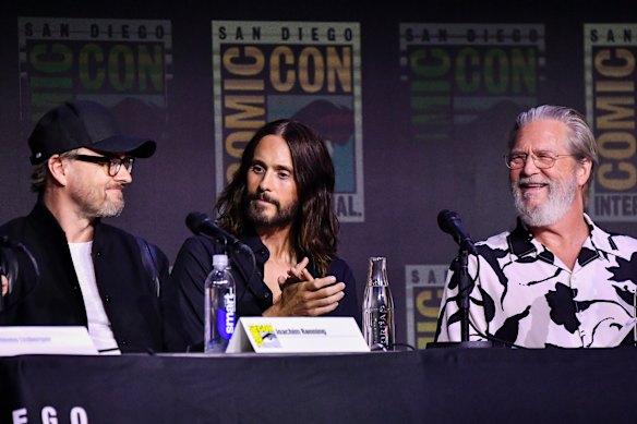 Tron: Ares director Joachim Rønning and stars Jared Leto and Jeff Bridges.