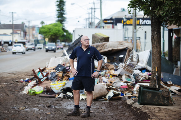 Steve Krieg on the streets of Lismore in the days after the flood.