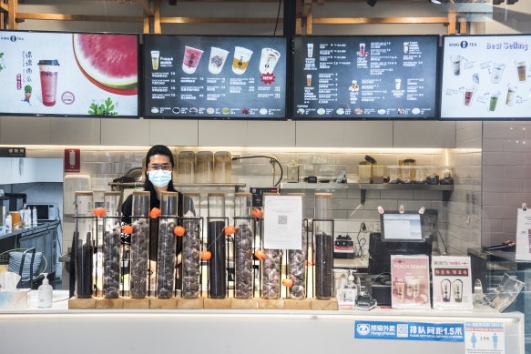 Bubble tea shops have become popular in the area. 