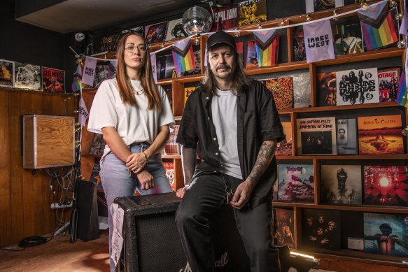 Seeking more help for live music: Tyla Dombroski and Trad Nathan run punk and metal venue Crowbar in Leichhardt.