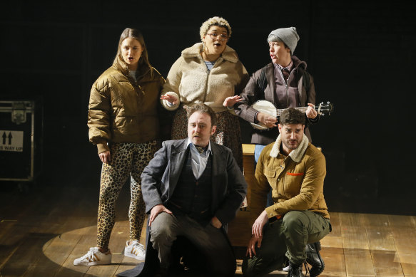 Clockwise from left: Tuuli Narkle, Milo Hartill, Holly Austin, Claude Jabbour and Robin Goldsworthy in Cyrano at MTC.