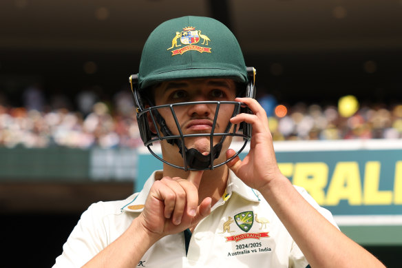 Sam Konstas ahead of his debut innings on Boxing Day. 
