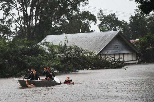 Severe flooding in Lismore on February 28, when defence force helicopters were activated.