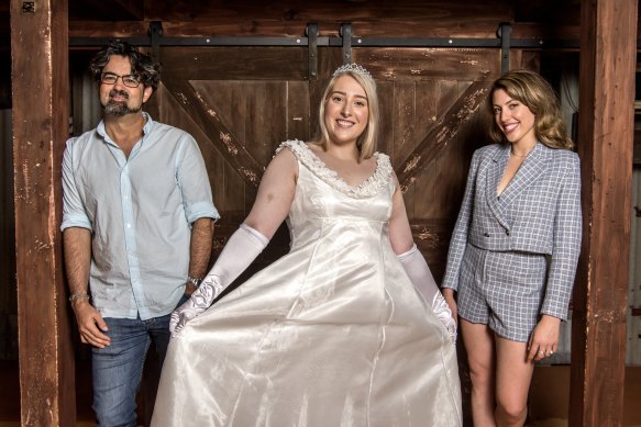 Hannah Reilly, right, with co-director Frasier Corfield, left, and Katelin Koprivec in costume as Taylah.