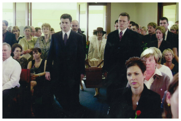 Kris Ridgway, right, was a pall-bearer at Mark  Reynolds’ funeral.