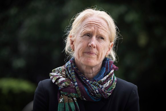 Elisabeth Adamson outside the Coroner’s Court in Lidcombe on Friday. 
