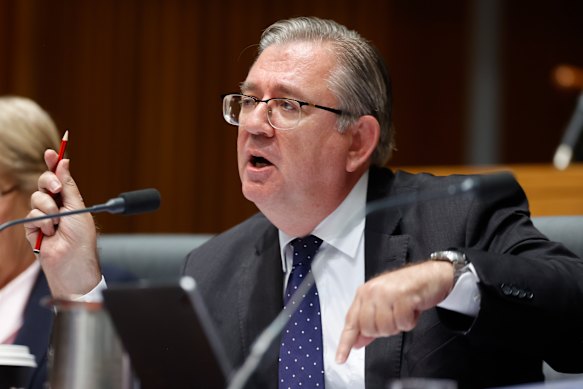 Senator Paul Scarr at the June hearings in Canberra.