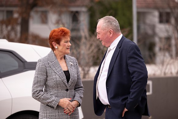 One Nation leader Pauline Hanson and Barnaby Joyce.