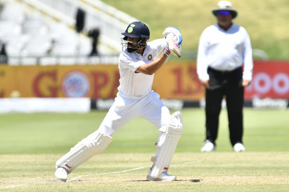 Virat Kohli bats on day three of the last Test against South Africa. 